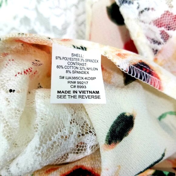 Moa Moa Floral Lace Trim Open Kimono Cardigan Cover Up 1X - Picture 9 of 12